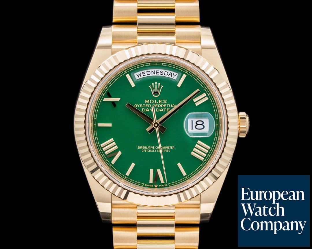 Image of Rolex Day Date 228238 Presidential 18k Yellow Gold / Green Dial UNWORN