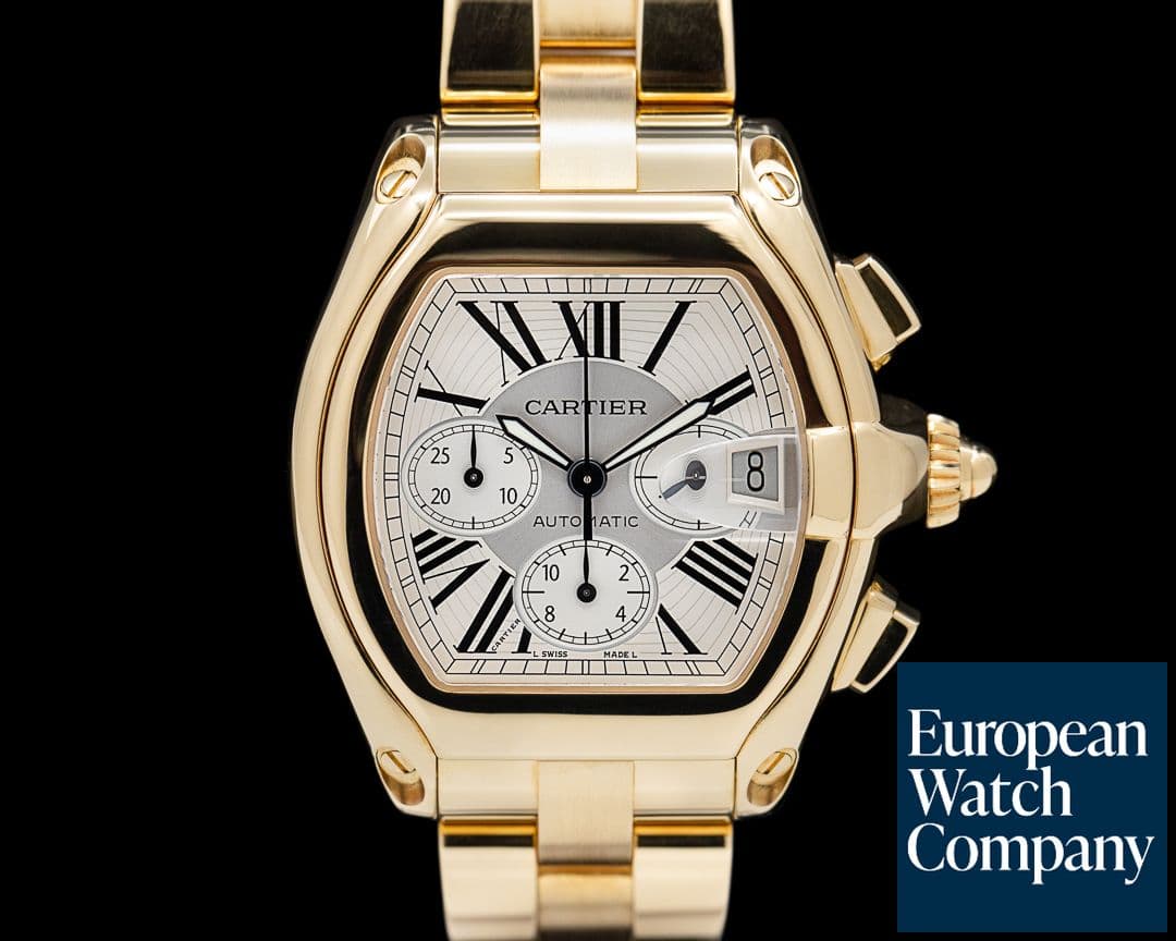 Image of Cartier Roadster Chronograph XL Silver Dial 18K YG / Bracelet