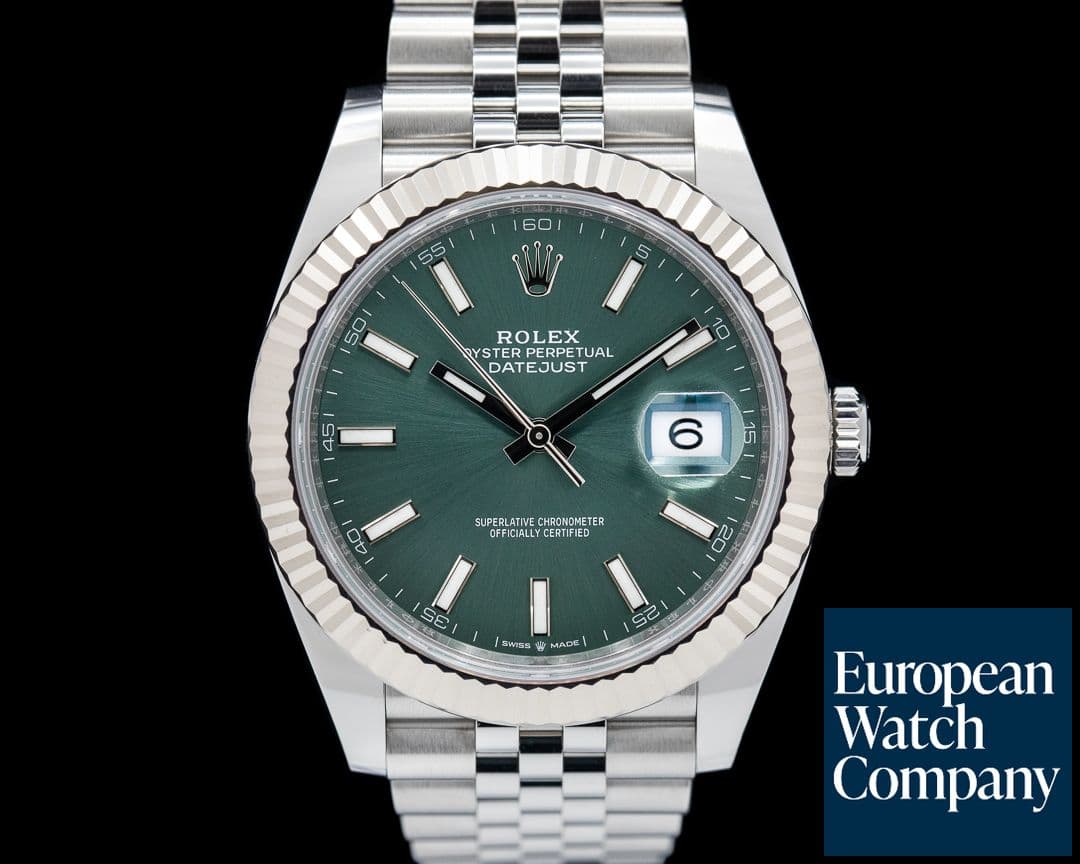 Image of Rolex Datejust 41 Mint Stick Dial / Jubilee Bracelet