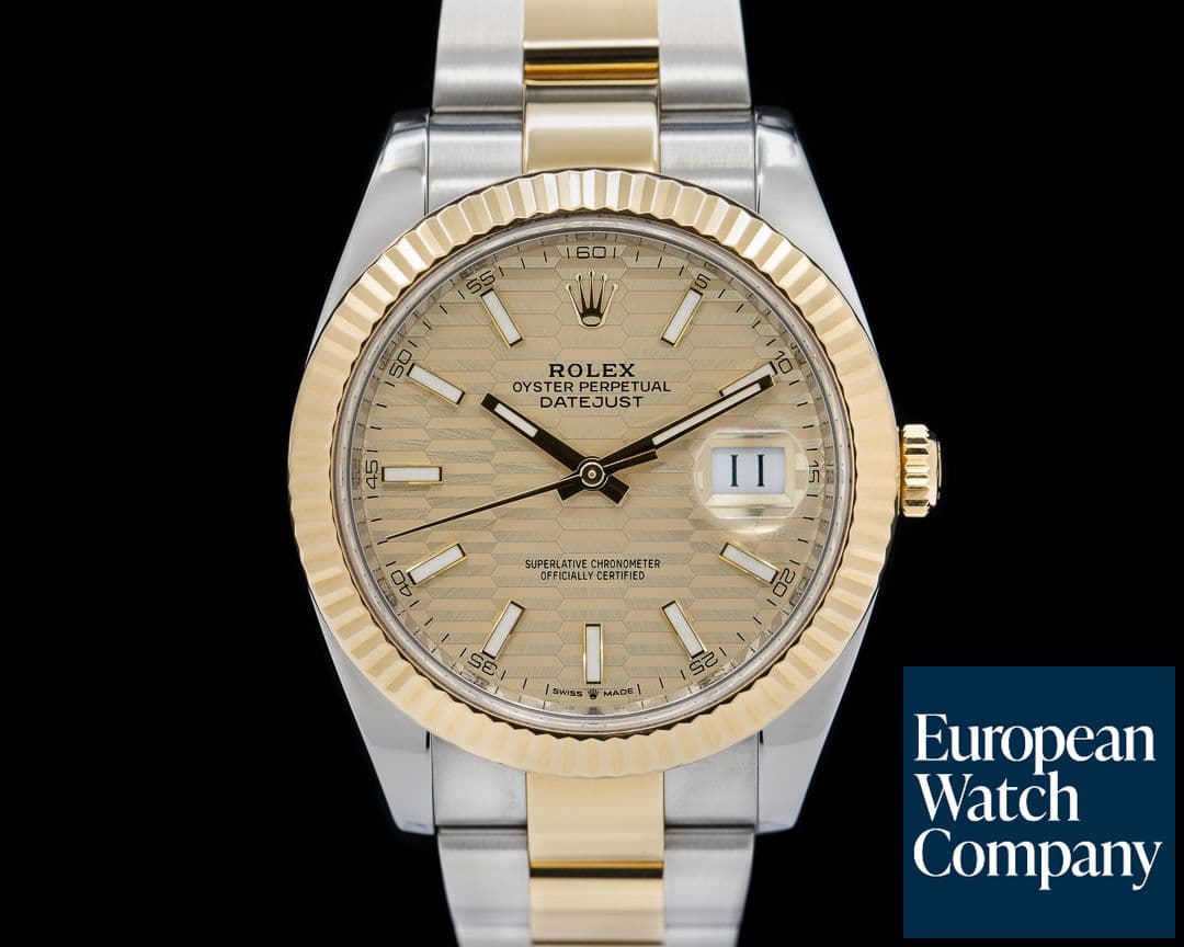 Image of Rolex Datejust 41 Champagne Motif Stick Dial 18K / SS