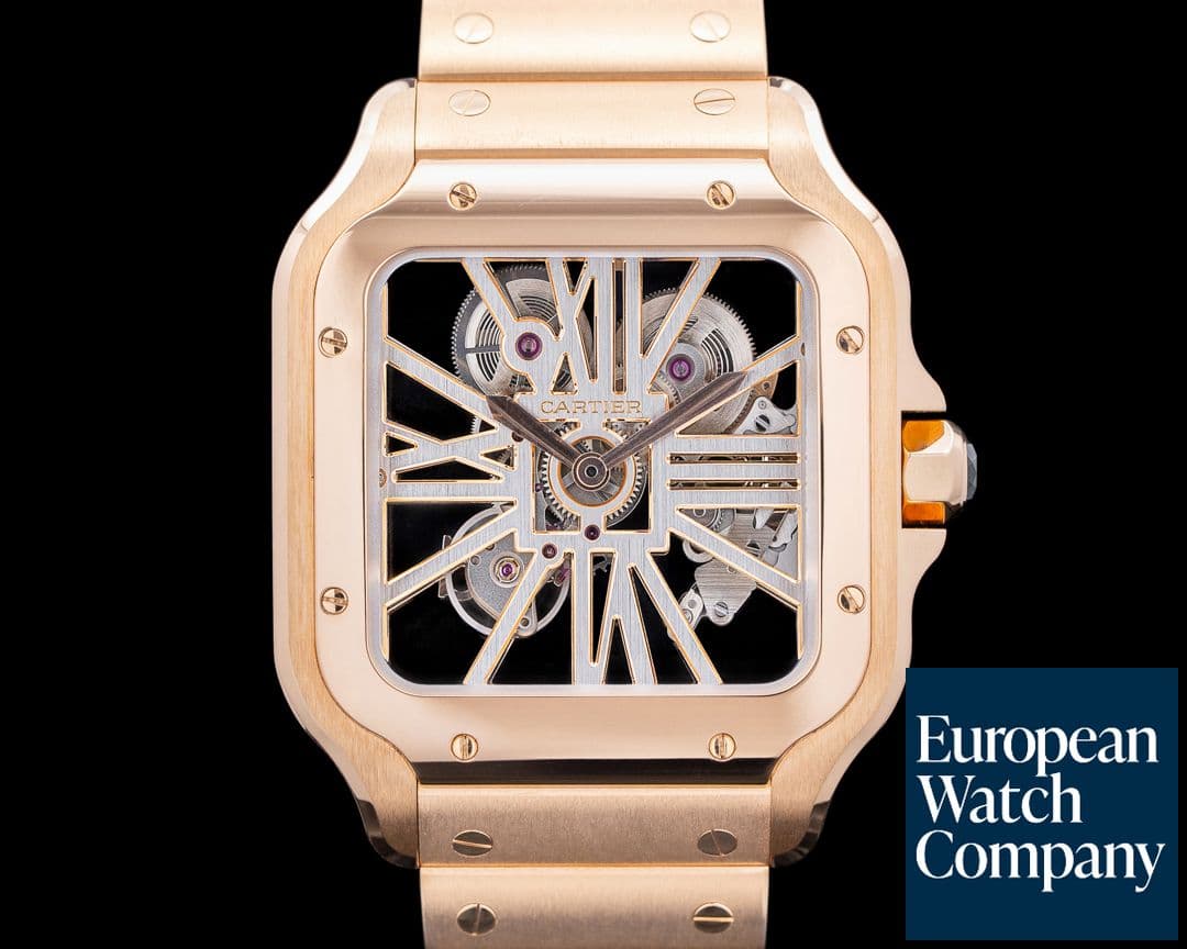 Image of Cartier Santos De Cartier Skeleton 40MM 18K Rose Gold / 18K Bracelet