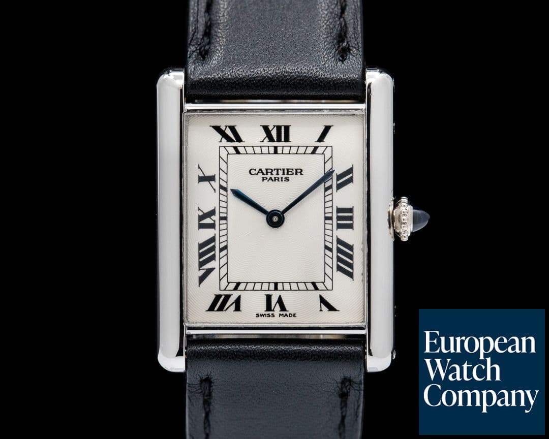 Image of Cartier Tank Louis Platinum Extra Plat Guilloche Dial RARE