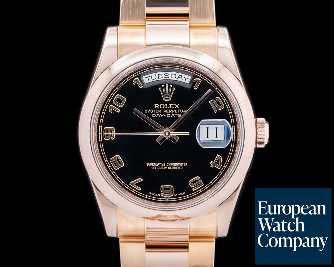 Image of Rolex Day Date 118205 Black Dial 18K Rose Gold / Oyster