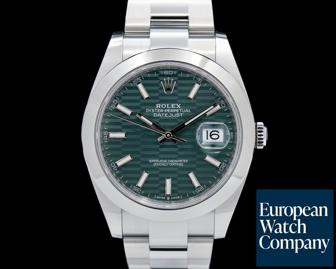 Image of Rolex Datejust 41 Green Stick Motif Dial SS Oyster 2023