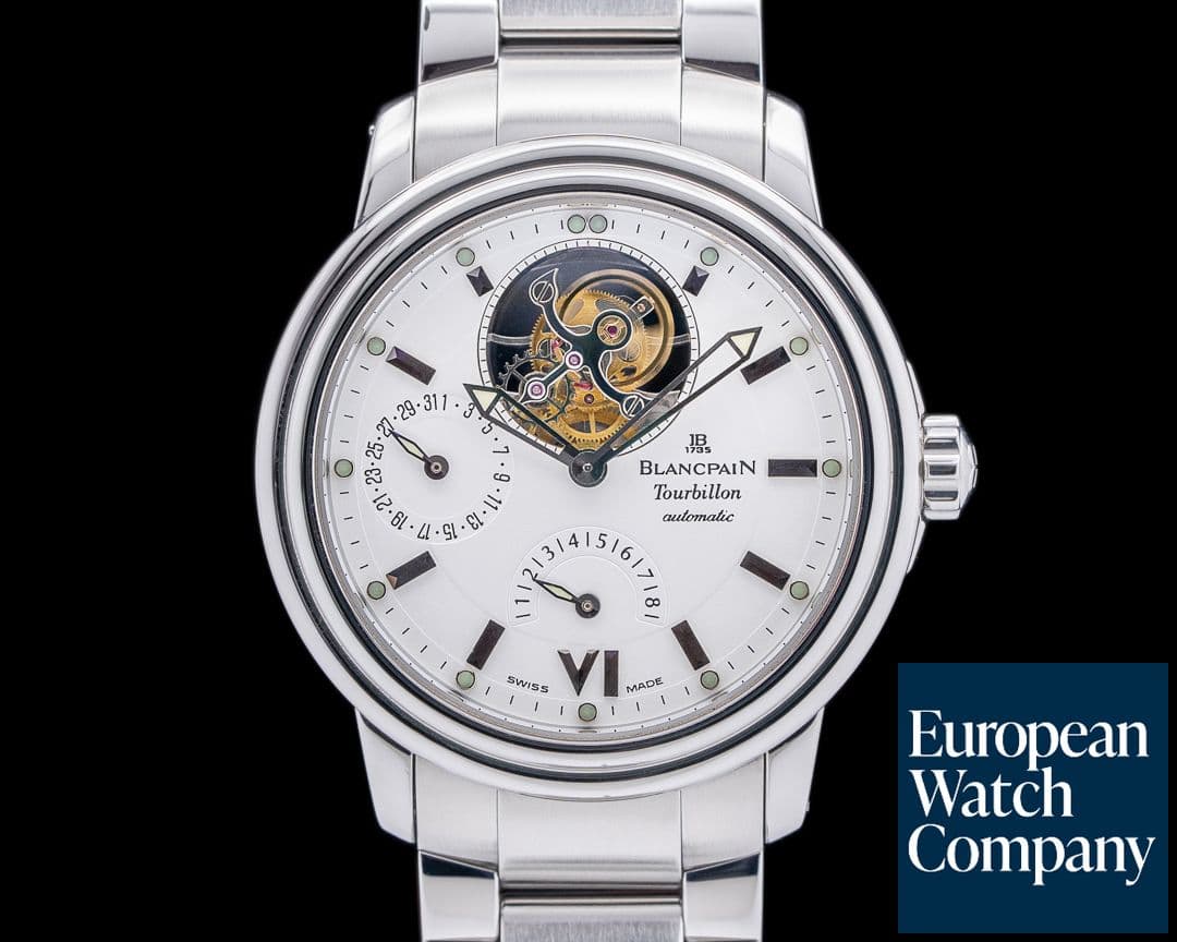 Image of Blancpain Leman Tourbillon 8 Day Power Reserve White Dial SS Automatic