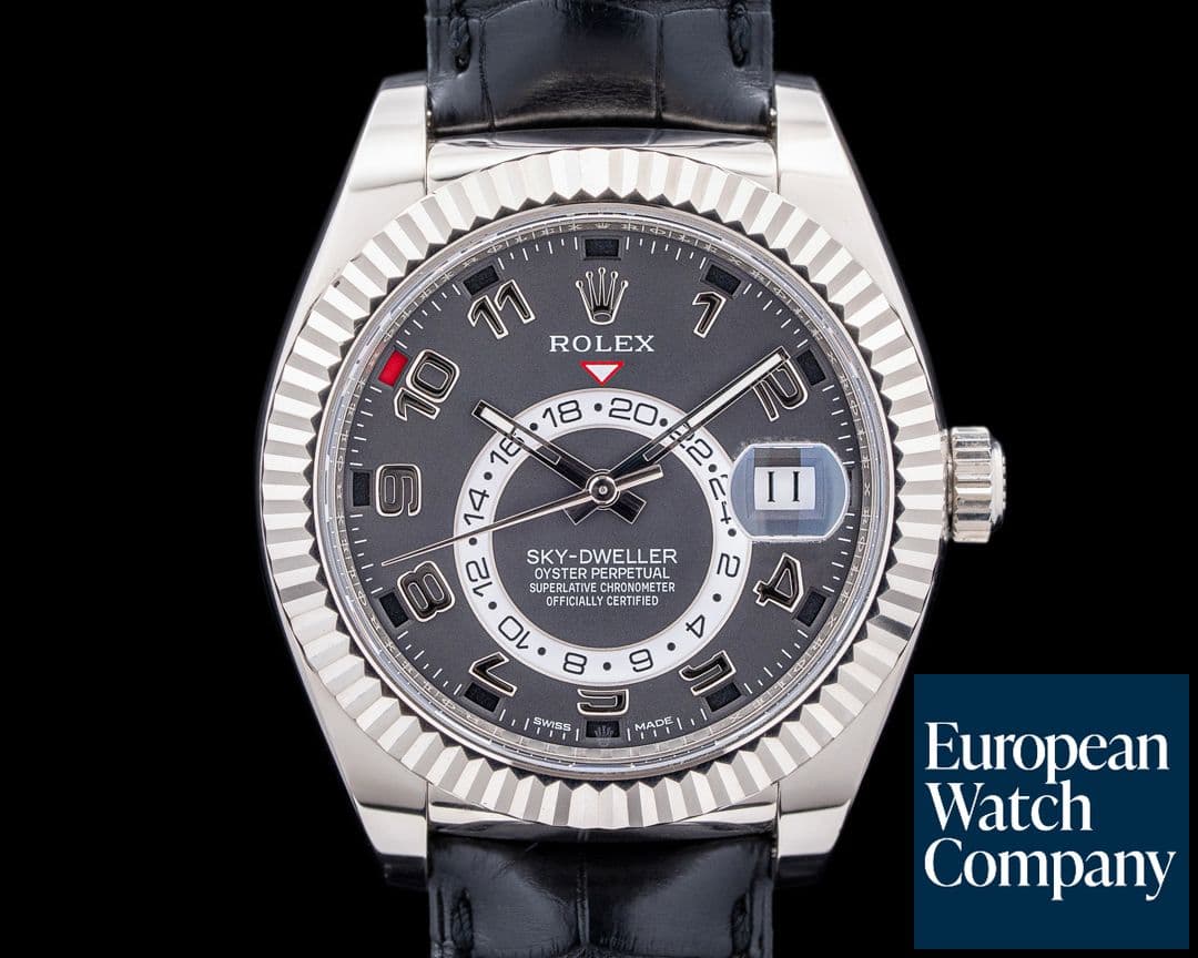 Image of Rolex Sky Dweller 326139 Black Dial 18k White Gold / Alligator