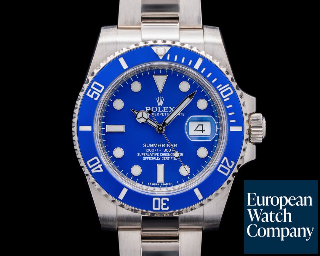 Image of Rolex Submariner SMURF Date 116619LB 18K White Gold Blue Dial
