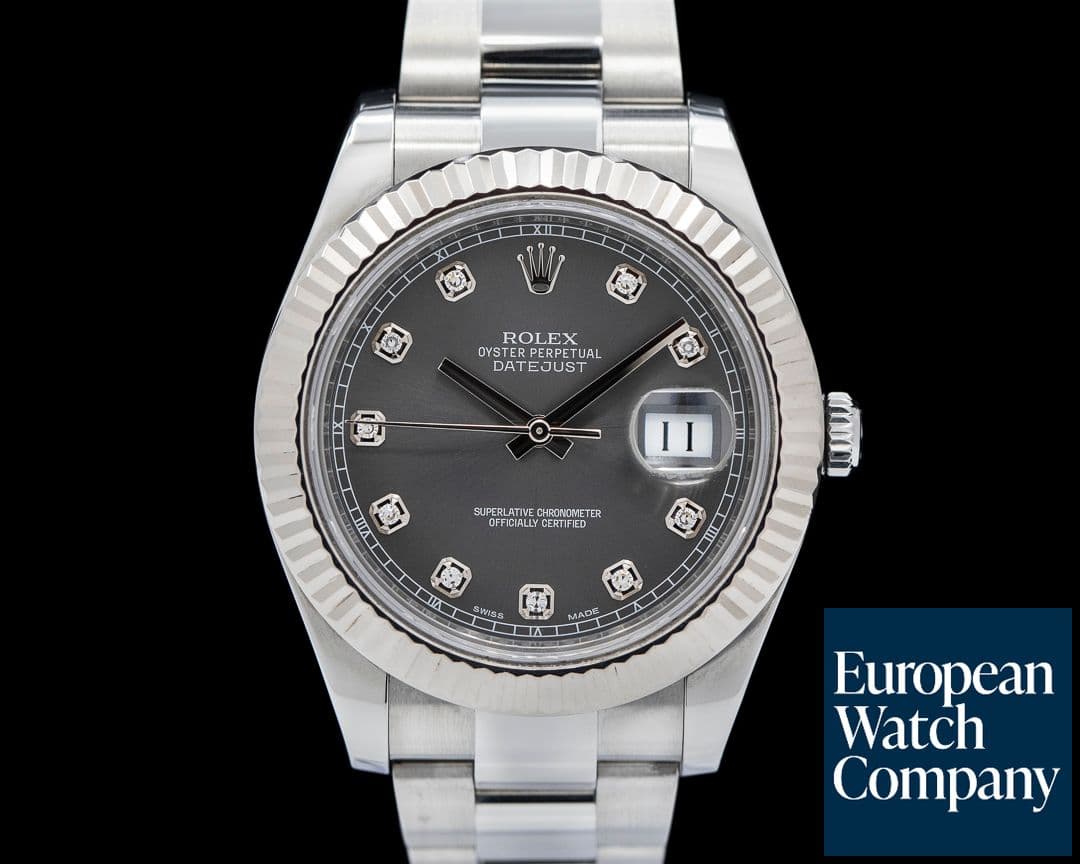 Image of Rolex Datejust II Dark Rhodium Diamond Dial 41MM SS / WG Bezel