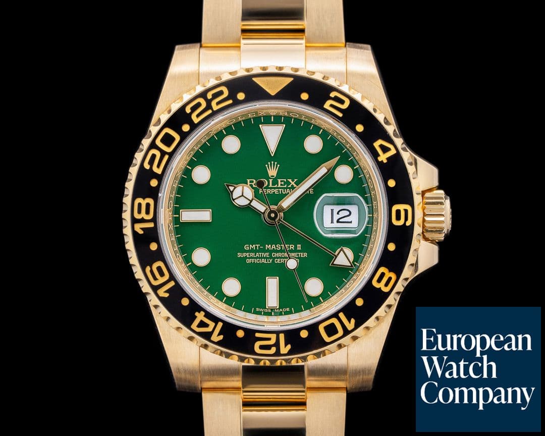 Image of Rolex GMT Master II 116718 Green Dial 18K Yellow Gold