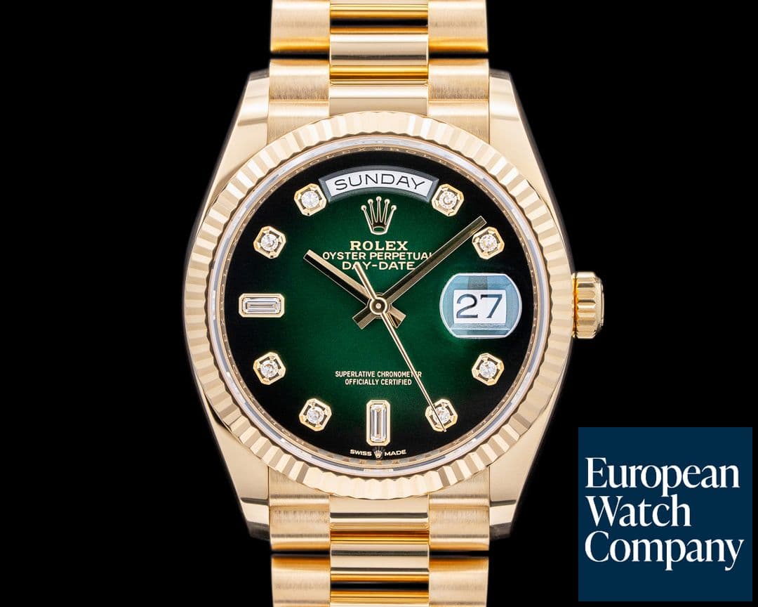 Image of Rolex Day Date President 128238 "Green Ombre" Fume Diamond Dial