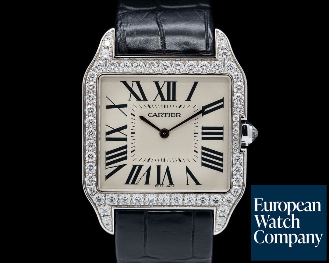 Image of Cartier Santos Dumont 18K White Gold Diamond Bezel Manual Wind