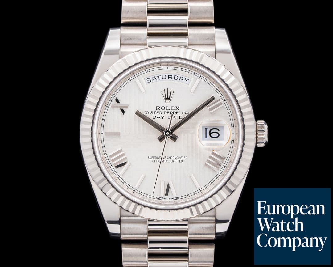 Image of Rolex Day Date 228239 White Roman Presidential 18K WG 40MM
