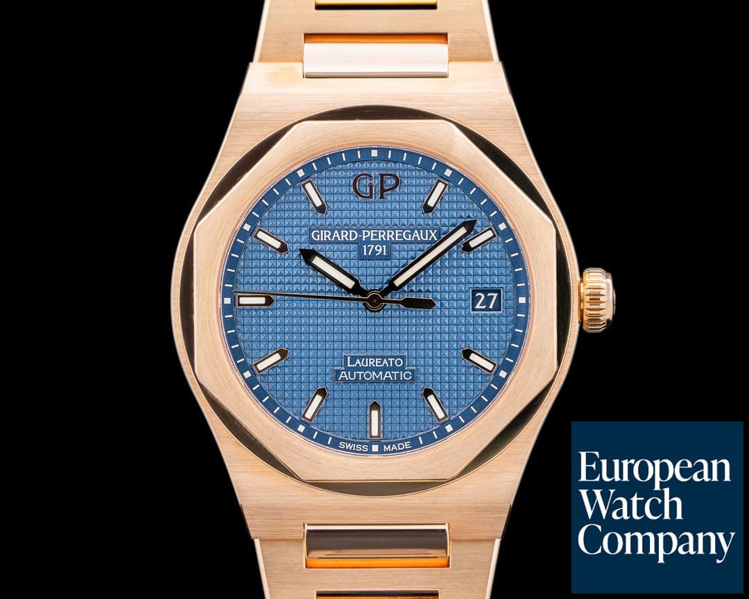 Image of Girard Perregaux Laureato 18K Rose Gold 38mm Blue Dial