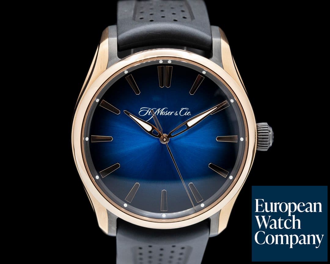 Image of H. Moser and Cie. Pioneer Centre Seconds Rose Gold Blue Fume Dial