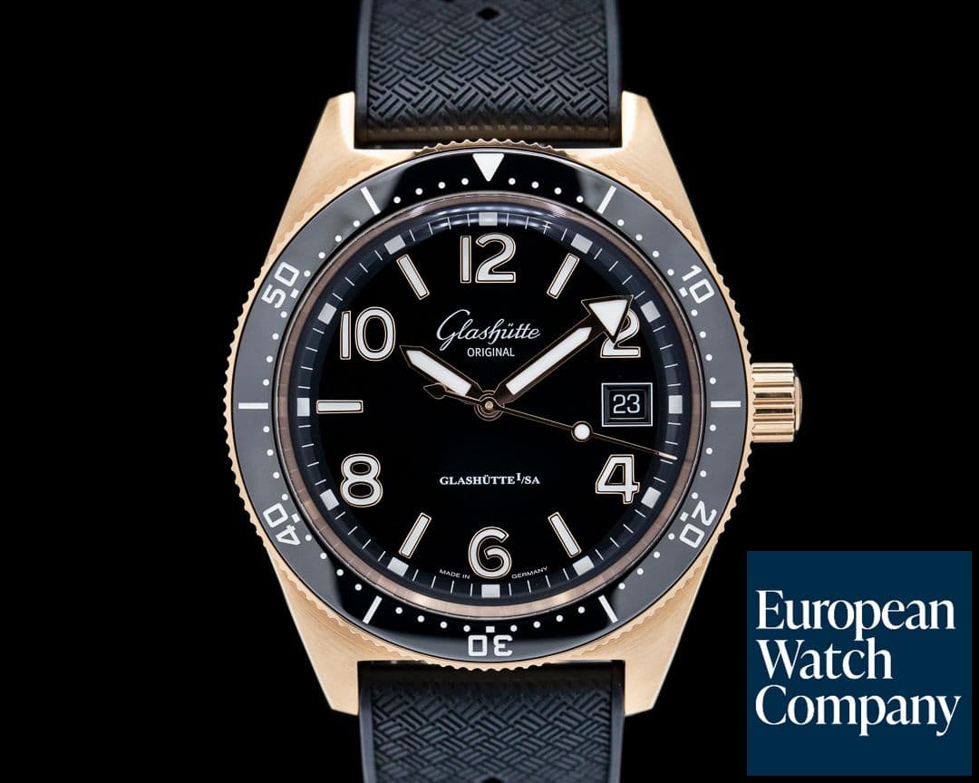 Image of Glashutte Original SeaQ Black Dial 18k Rose Gold