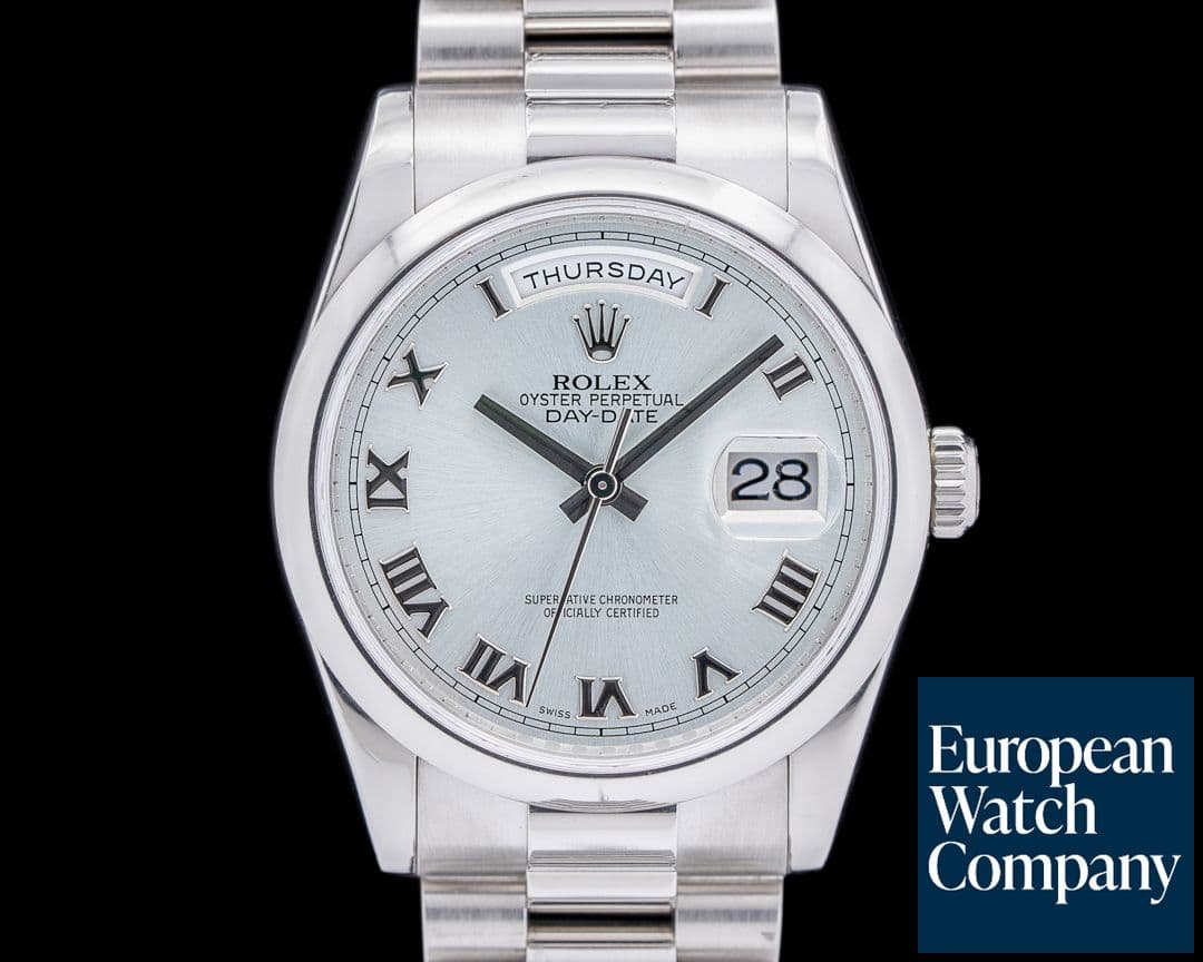Image of Rolex President 118206 Platinum Glacier Roman Dial