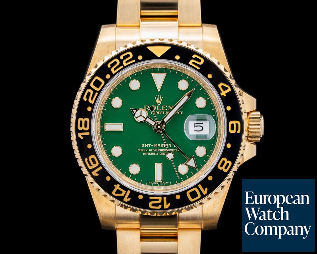 Image of Rolex GMT Master II 116718 Green Dial 18K Yellow Gold