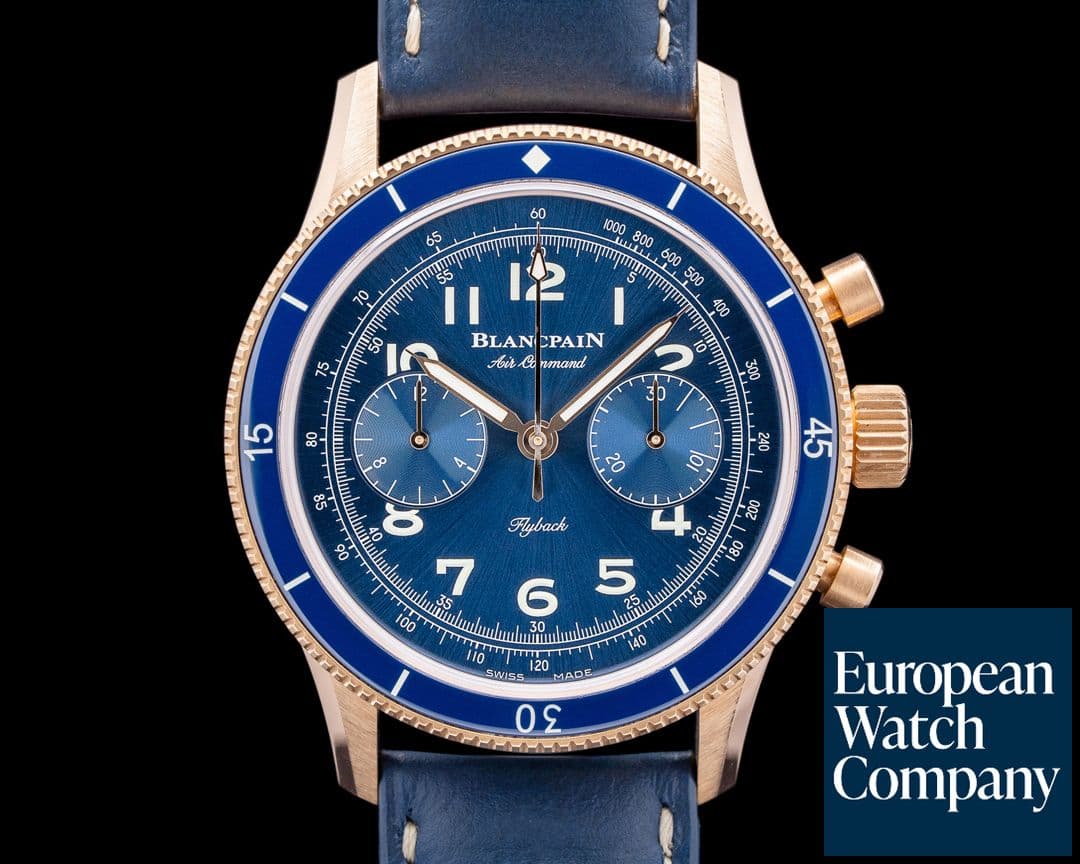 Image of Blancpain Air Command AC02 Flyback Chronograph Rose Gold / Blue Dial