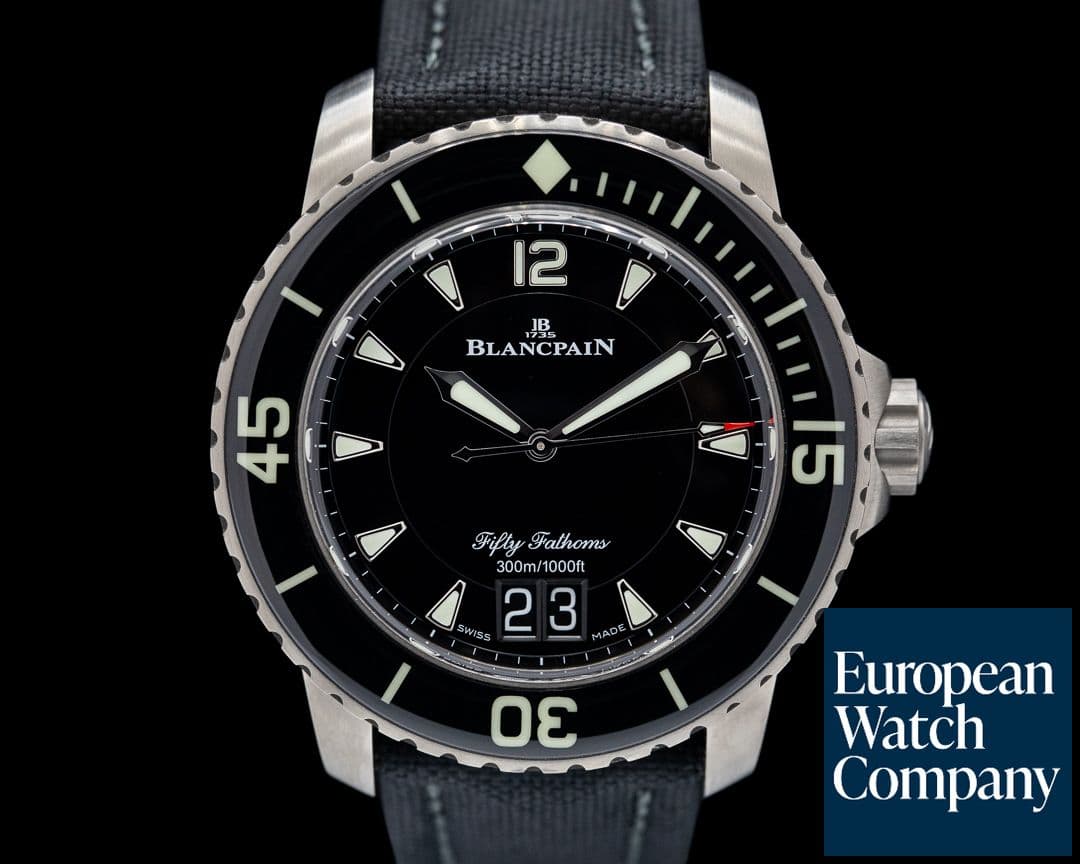 Image of Blancpain Fifty Fathoms Grande Date / Black Dial Titanium