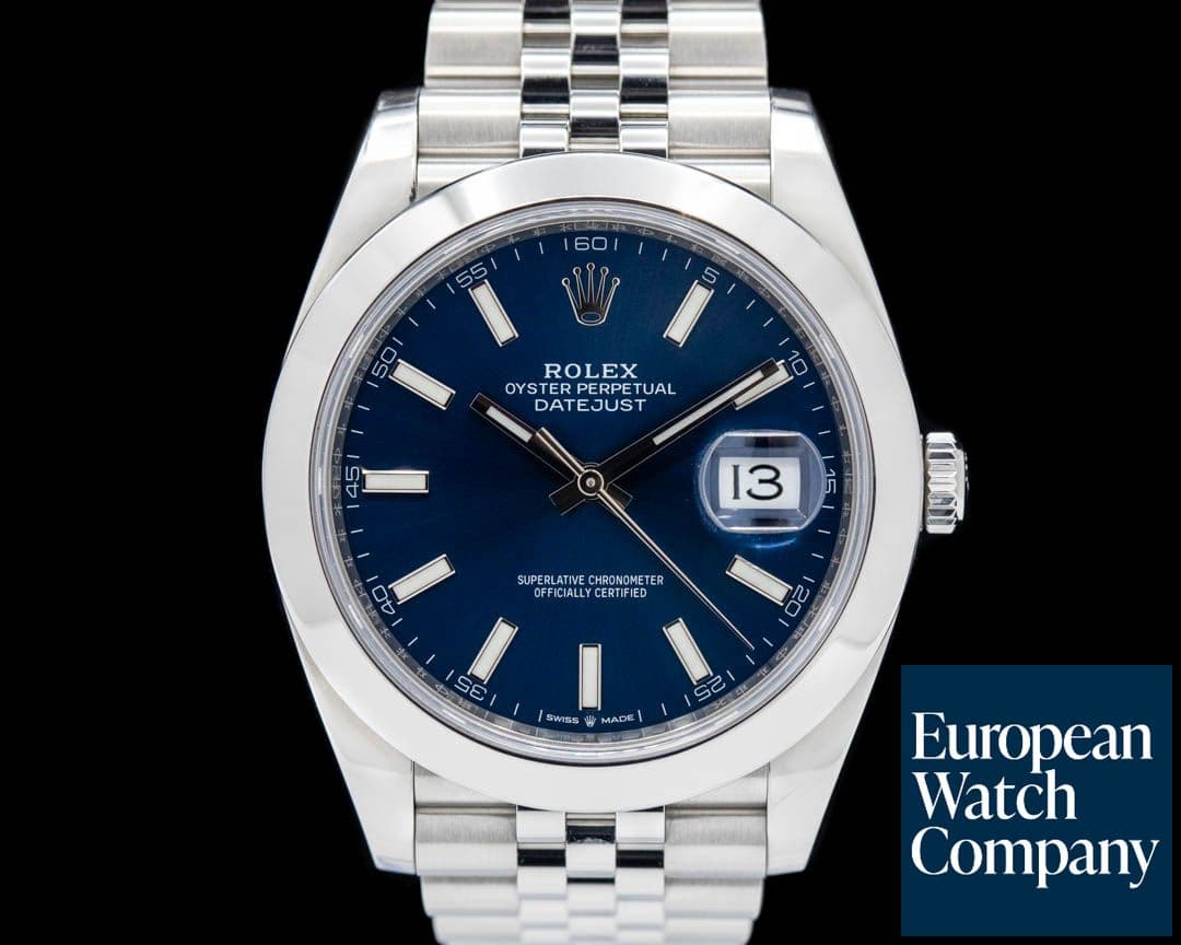 Image of Rolex Datejust 41 126300 Blue Stick Dial SS Jubilee