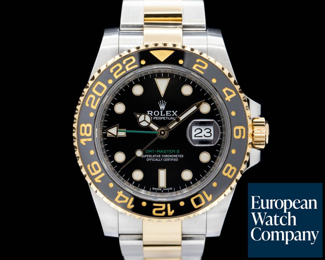 Image of Rolex GMT Master II 116713LN SS / 18K Yellow Gold Black Dial