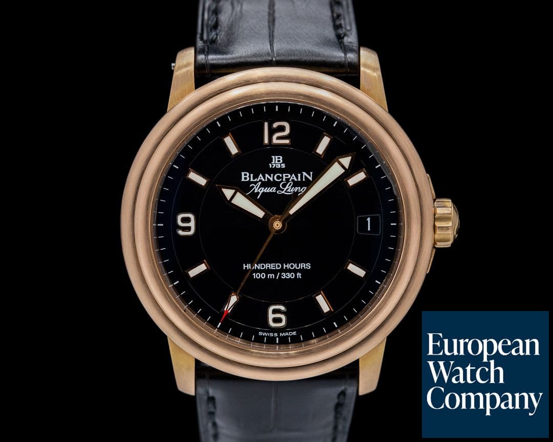 Image of Blancpain Aqualung 18K Rose Gold Hundred Hours Black Dial LIMITED
