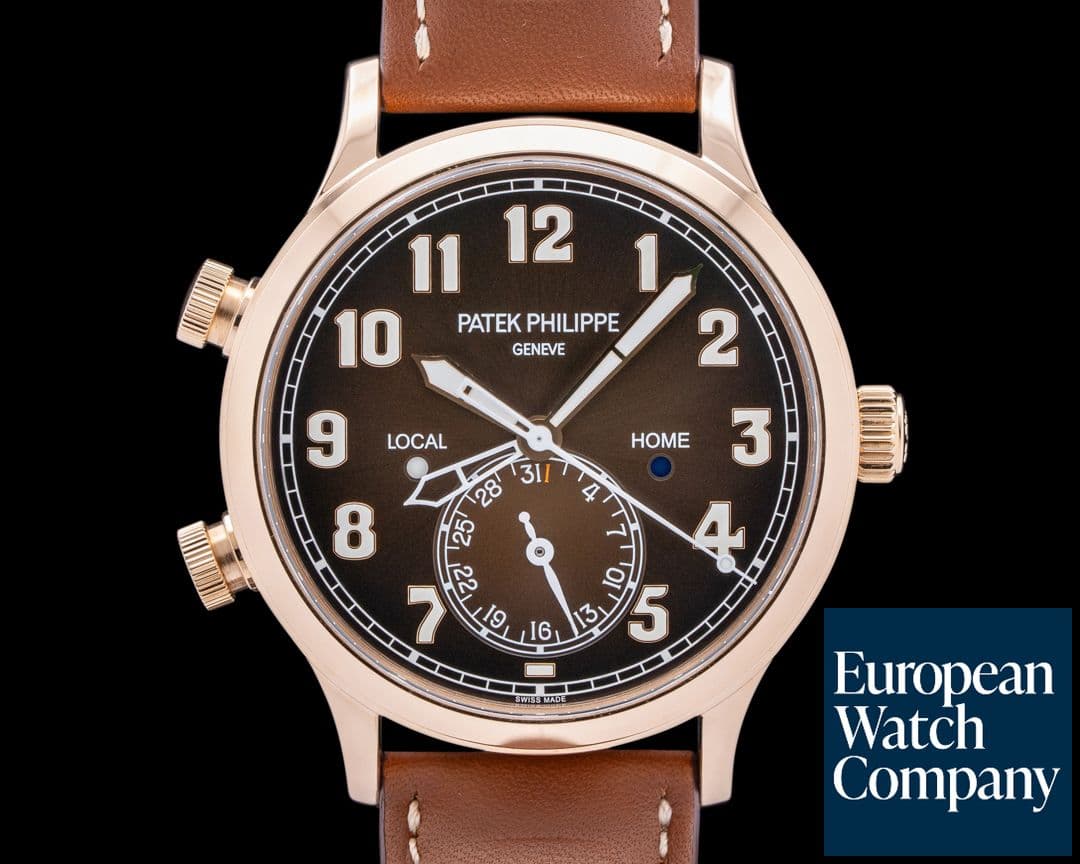 Image of Patek Philippe Calatrava 5524R Pilot Travel Time 18k Rose Gold