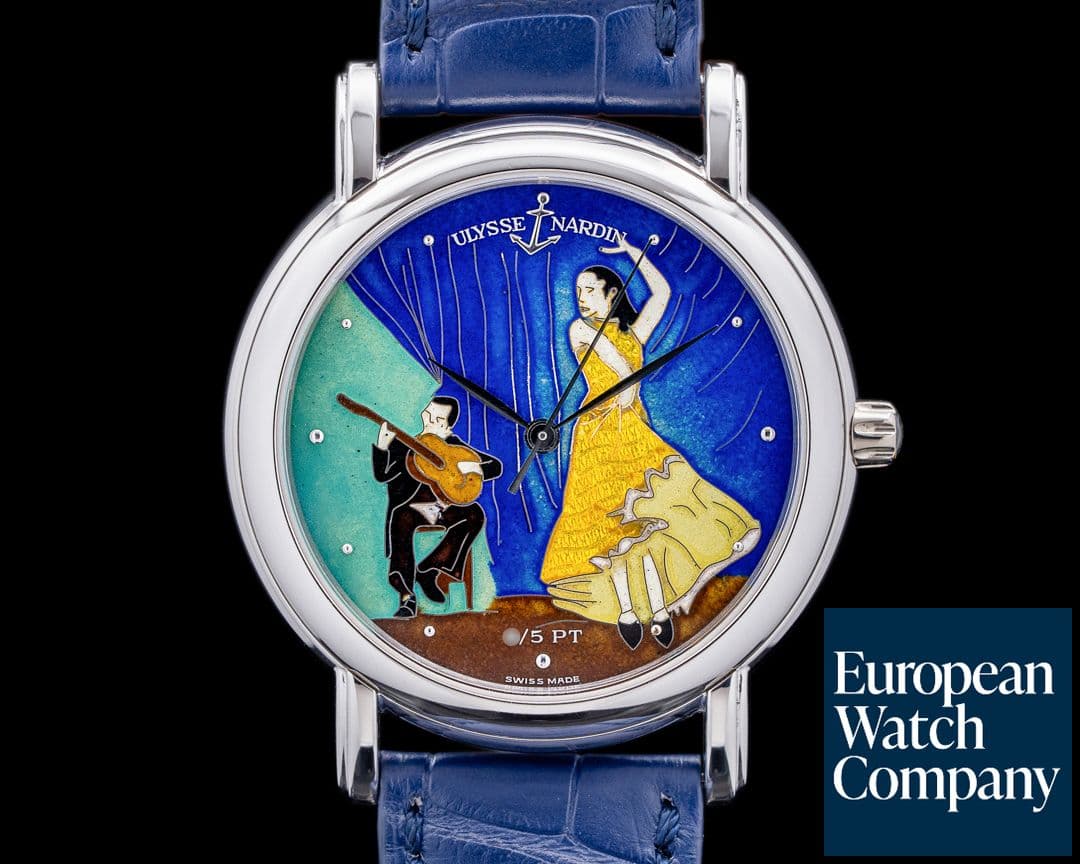 Image of Ulysse Nardin San Marco Platinum "Flamenco Dancer" Le Locle Enamel Dial RARE