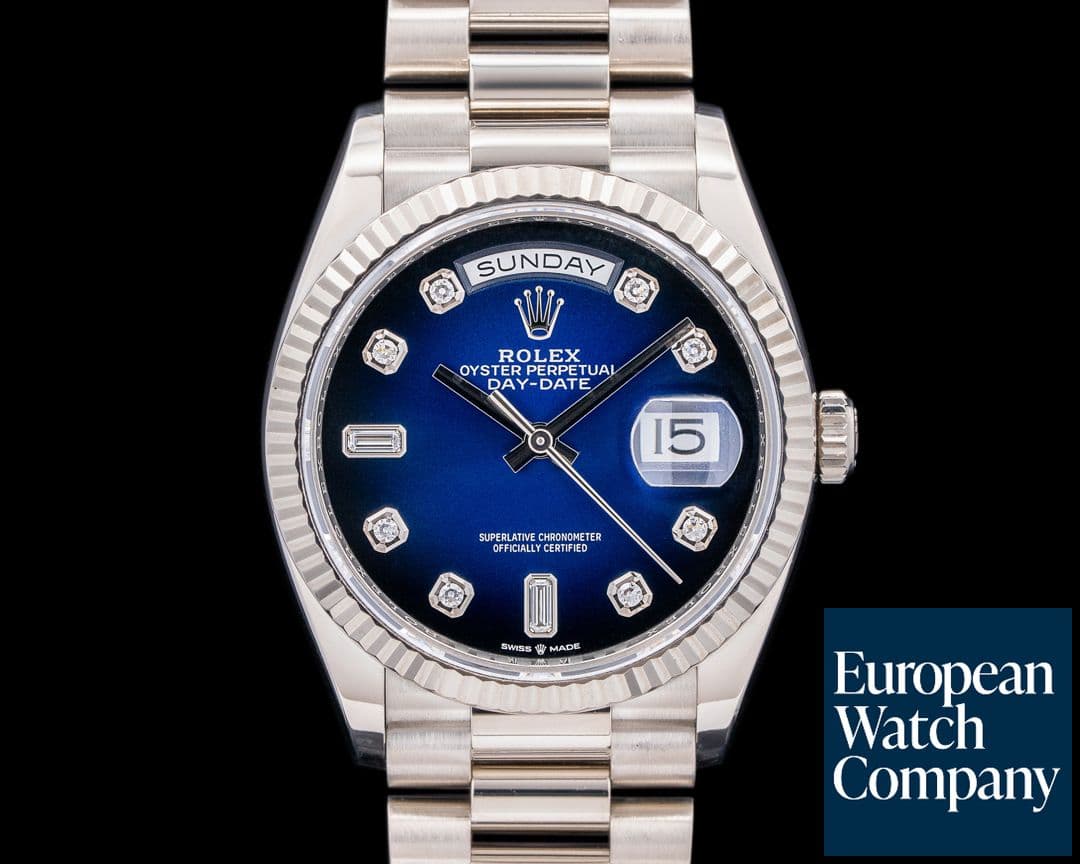 Image of Rolex Day Date President 128239 "Blue Ombre" Fume Diamond Dial