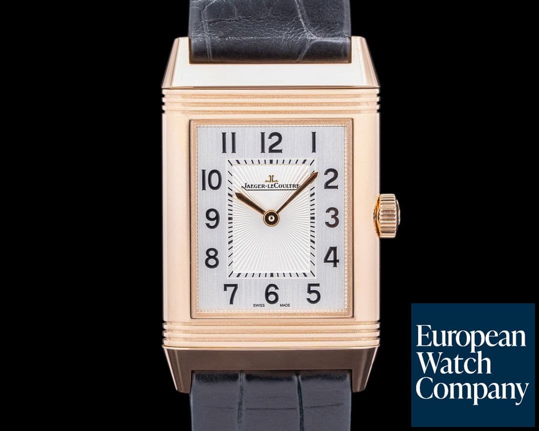 Image of Jaeger LeCoultre Reverso Classic Medium 18k RG Manual Wind Silver Guilloche Dial