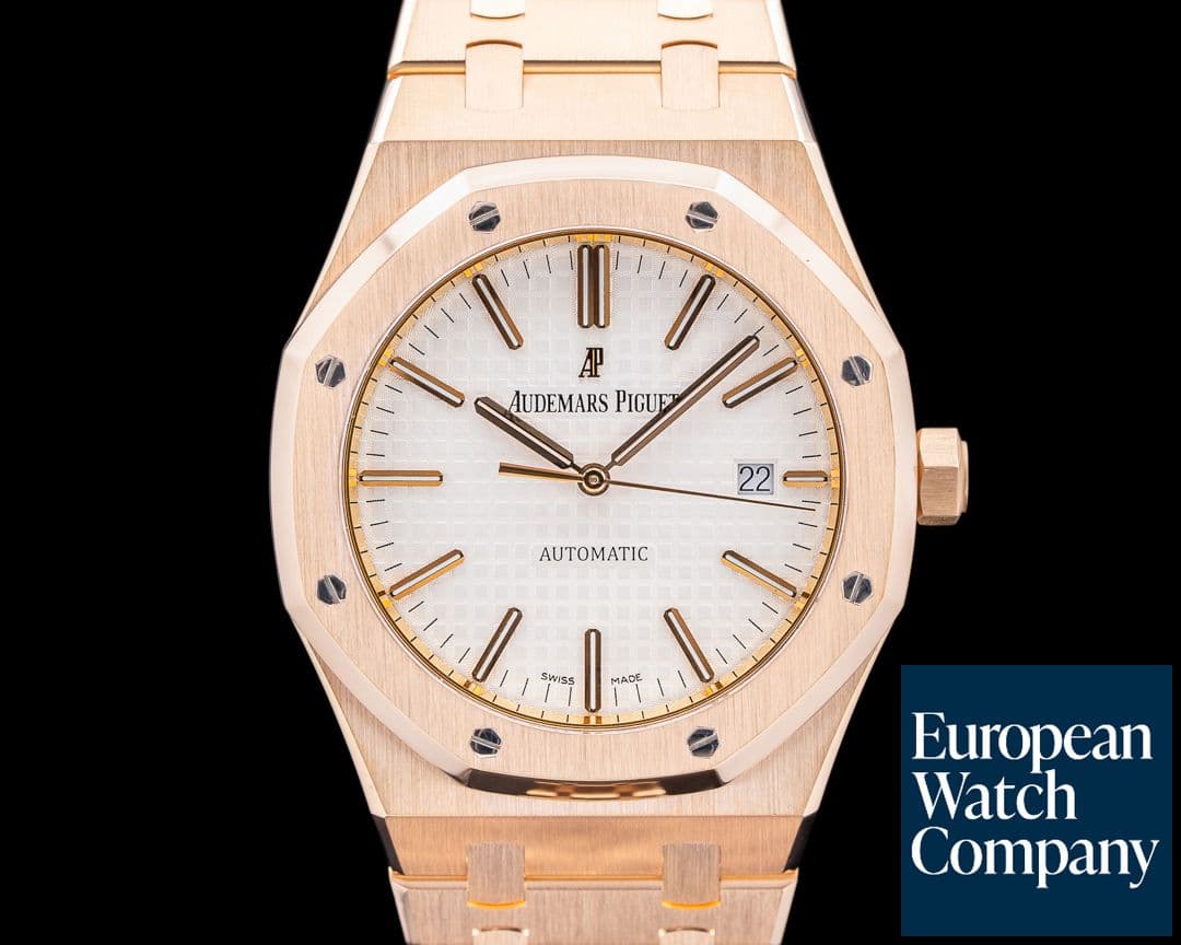 Image of Audemars Piguet Royal Oak 15400OR Jumbo White Dial 18K Rose Gold + Bracelet