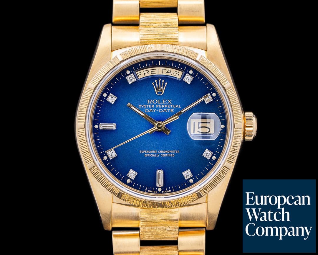 Image of Rolex Day Date 18078 President Blue Fume Diamond Dial RARE c. 1986
