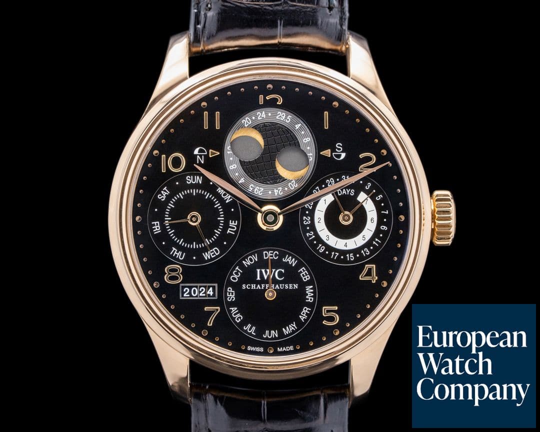 Image of IWC Portuguese Perpetual Calendar 18K Rose Gold Black Dial