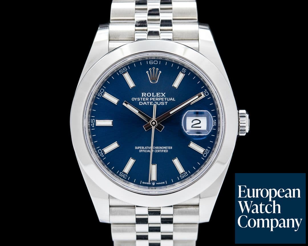 Image of Rolex Datejust 41 126300 Blue Stick Dial SS Jubilee