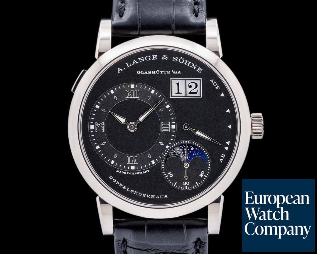 Image of A. Lange and Sohne Lange 1 Moon 192.029 18K White Gold Black Dial