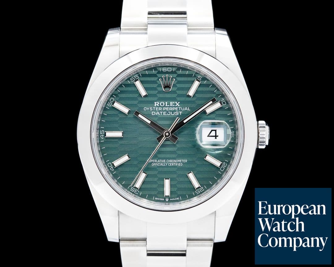 Image of Rolex Datejust 41 Green Stick Motif Dial SS Oyster 2023