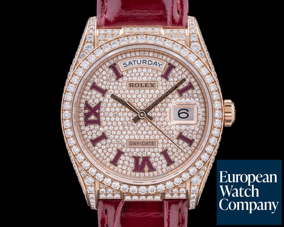 Image of Rolex Day Date 128155RBR 18K Rose Gold Pave Diamond Dial & Case