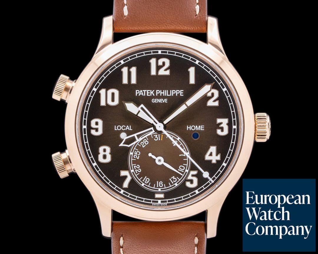 Image of Patek Philippe Calatrava 5524R Pilot Travel Time 18k Rose Gold