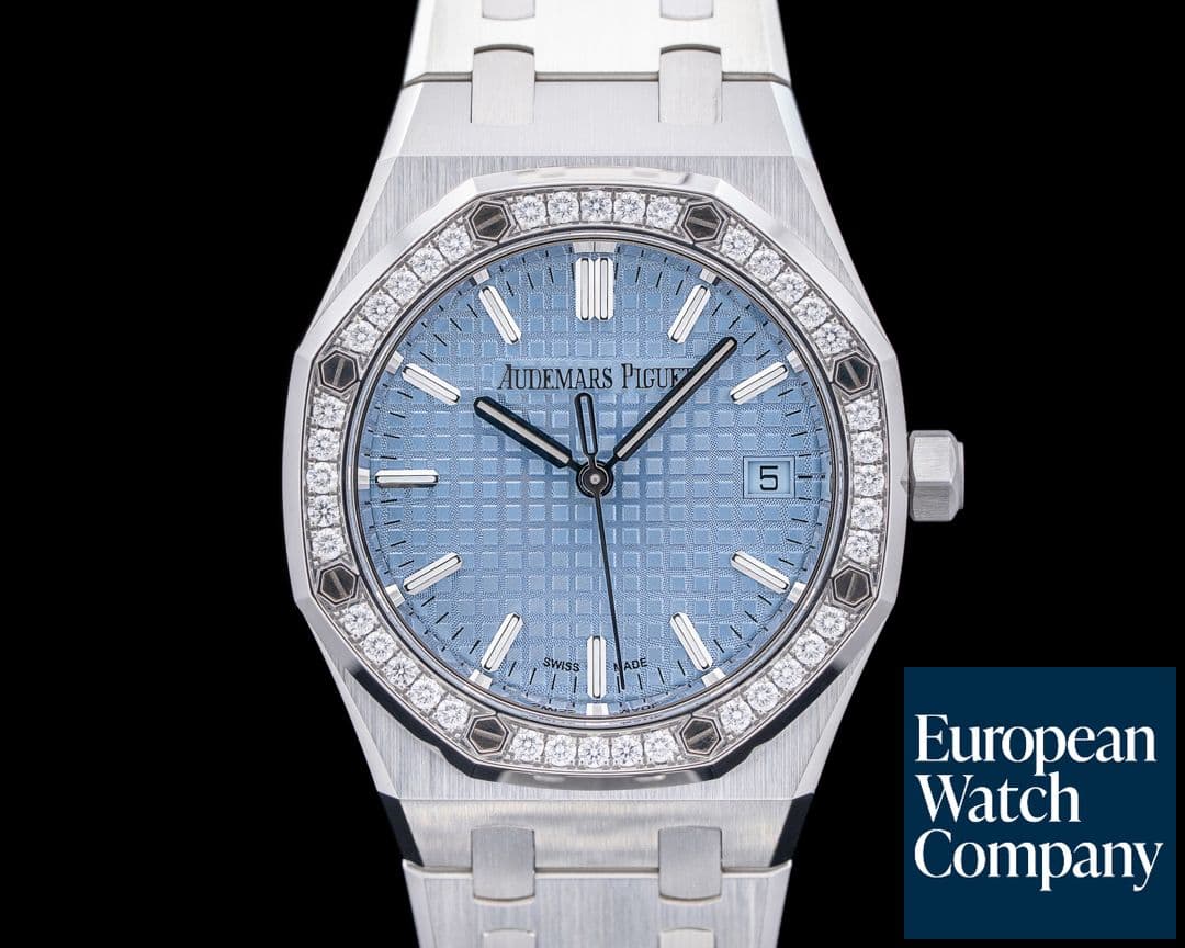 Image of Audemars Piguet 77451ST Royal Oak 34MM Diamonds Ice Blue Dial