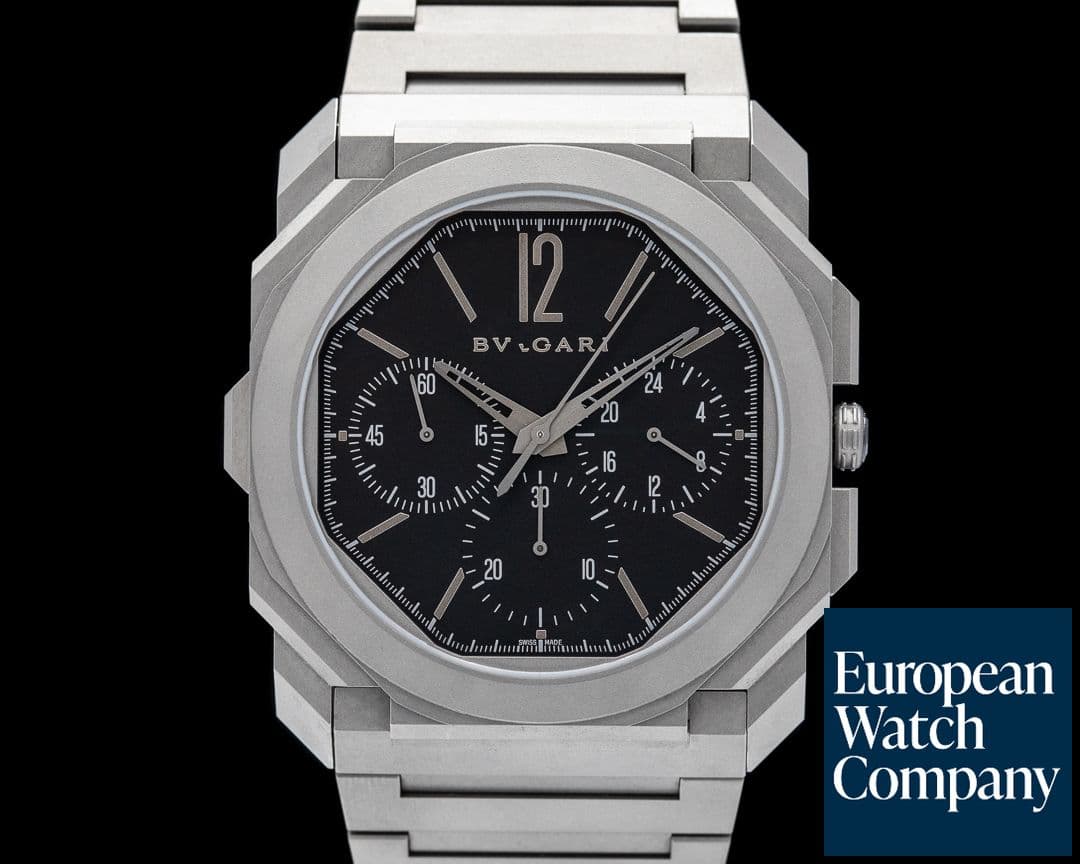 Image of Bulgari Octo Finissimo Chronograph GMT Titanium Black Dial