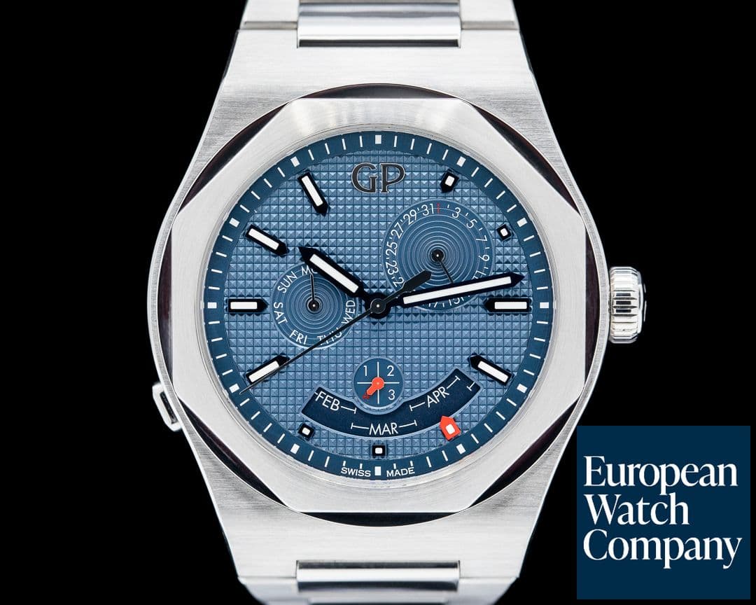 Image of Girard Perregaux Laureato Perpetual Calendar Blue 81035 Steel Automatic 42mm