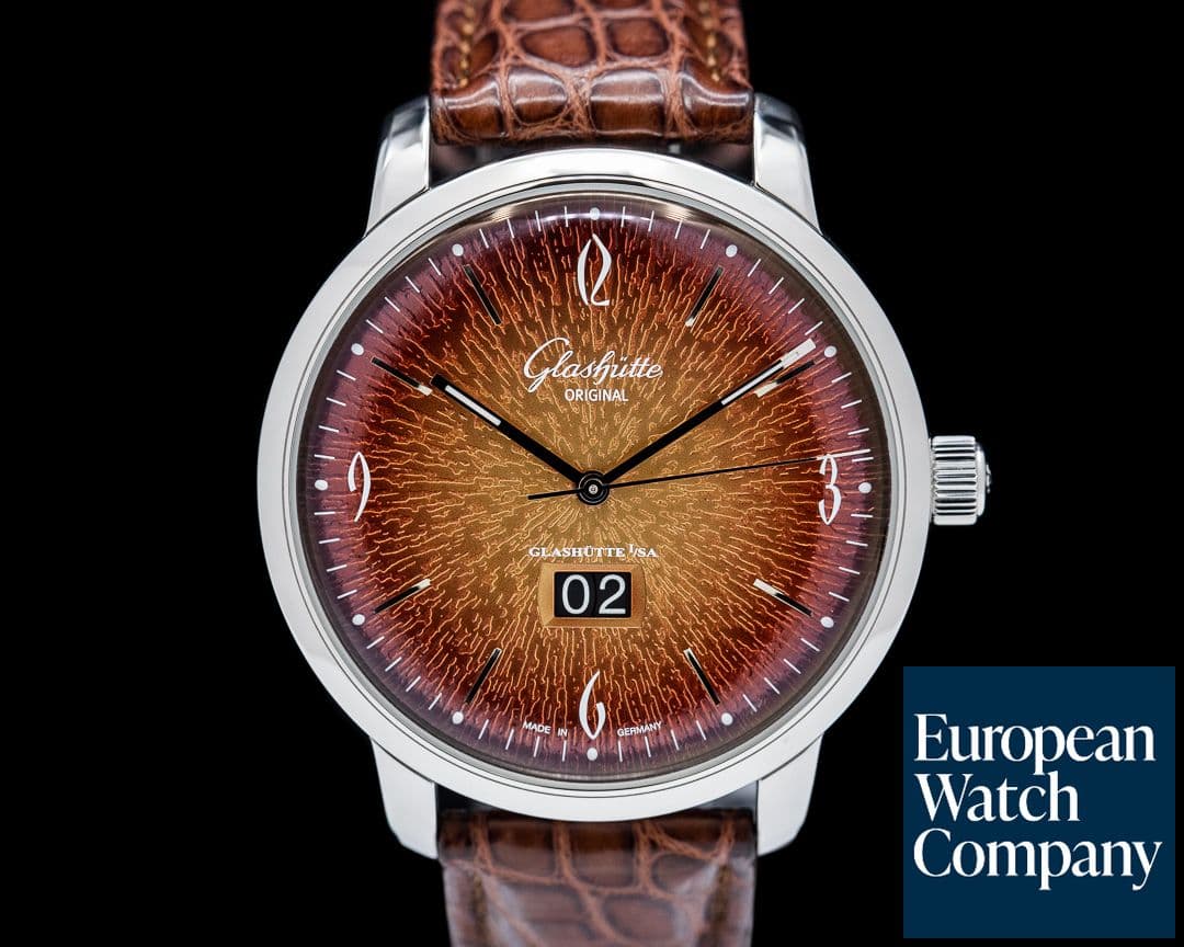 Image of Glashutte Original Sixties Panorama Date SS "Fiery Orange"