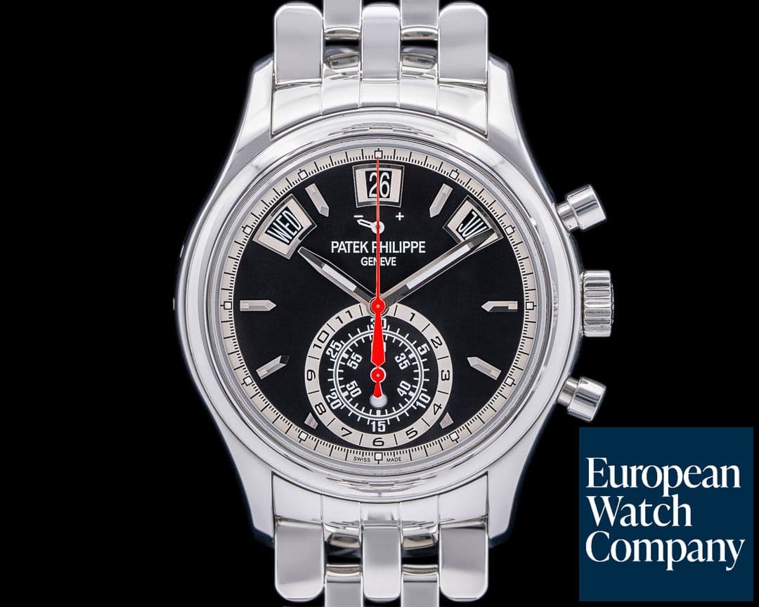 Image of Patek Philippe Annual Calendar 5960/1A-010 Black Dial Chronograph SS RARE