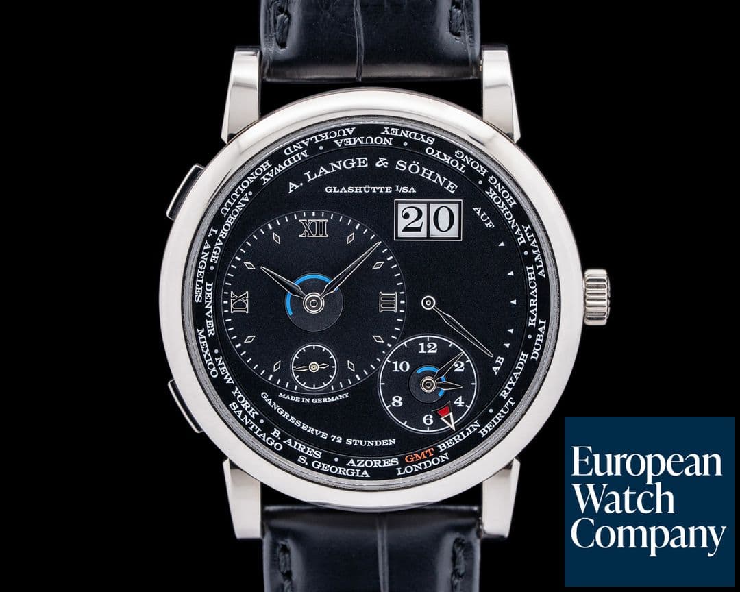 Image of A. Lange and Sohne Lange 1 Time Zone 136.029 18K White Gold Black Dial
