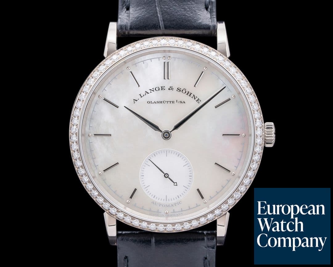 Image of A. Lange and Sohne Saxonia 878.029 Automatic Mother of Pearl Diamond Bezel 18K WG