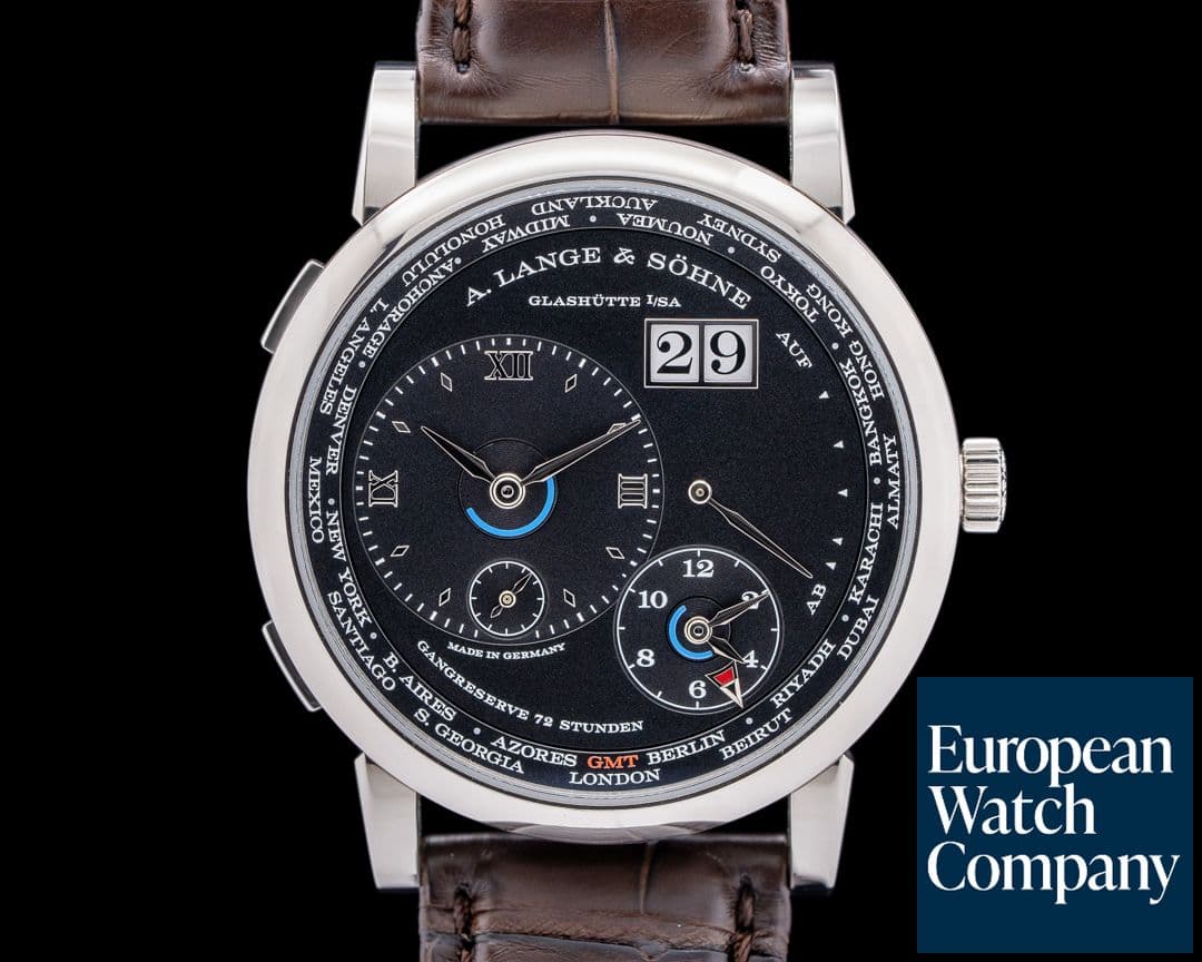 Image of A. Lange and Sohne Lange 1 Time Zone 136.029 18K White Gold Black Dial