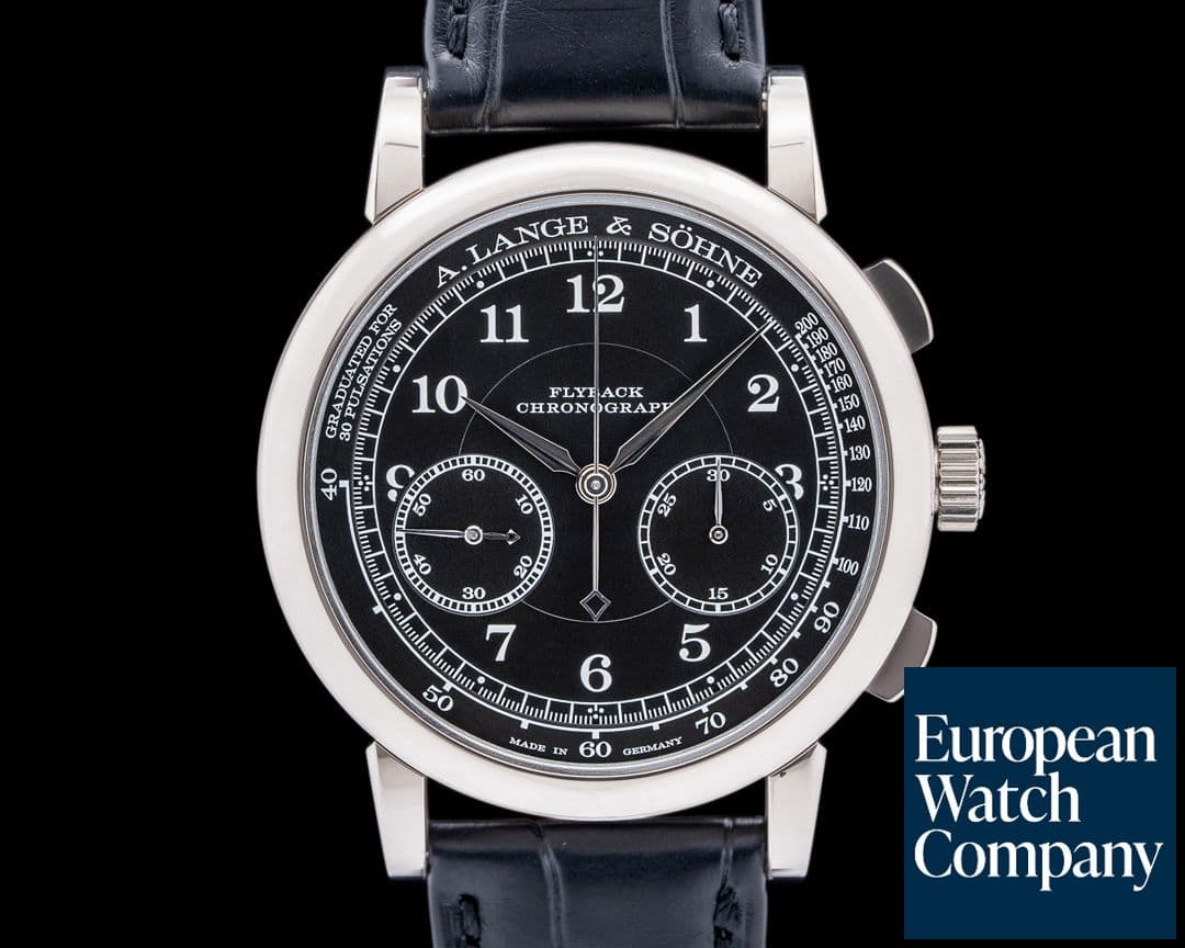 Image of A. Lange and Sohne 1815 Chronograph 414.028 18K White Gold Black Dial