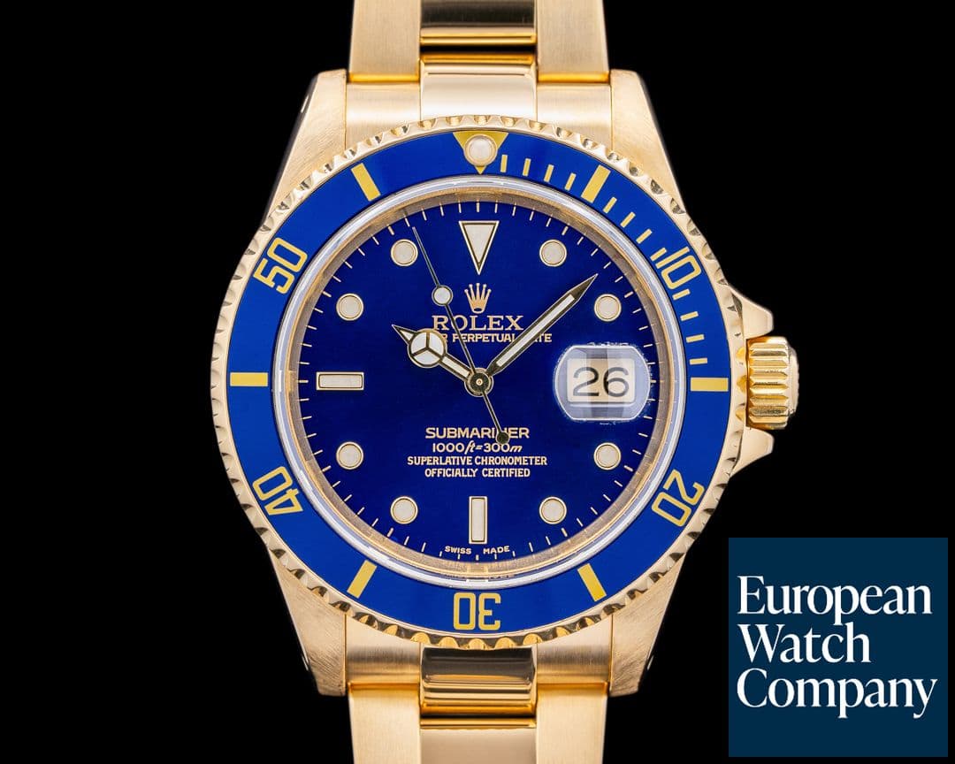 Image of Rolex 16618 Submariner Blue Dial 18K Yellow Gold
