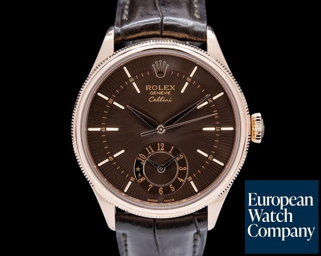 Image of Rolex Cellini Dual Time 18K Rose Gold / Chocolate Dial