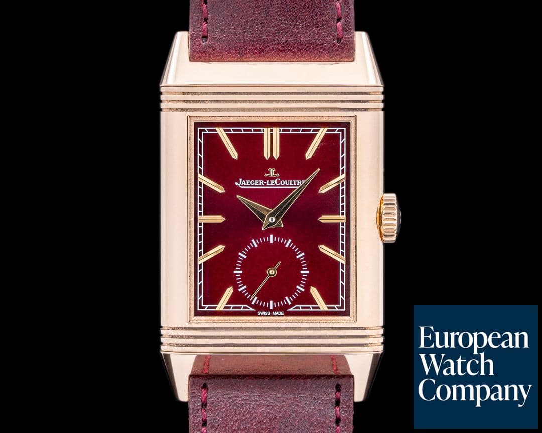 Image of Jaeger LeCoultre Reverso Tribute Small Seconds 18K Rose Gold / Burgundy Dial